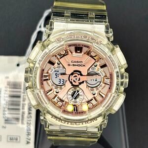 Casio G-Shock GMAS120SR-7A Women's Rose Gold Skeleton Analog Digital Watch NIBWT